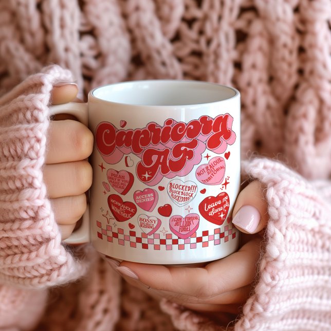 Capricorn Zodiac Traits Retro Valentine  Mug (Creator Uploaded)