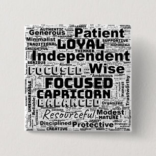 Capricorn Zodiac Word Cloud Inspiration 15 Cm Square Badge