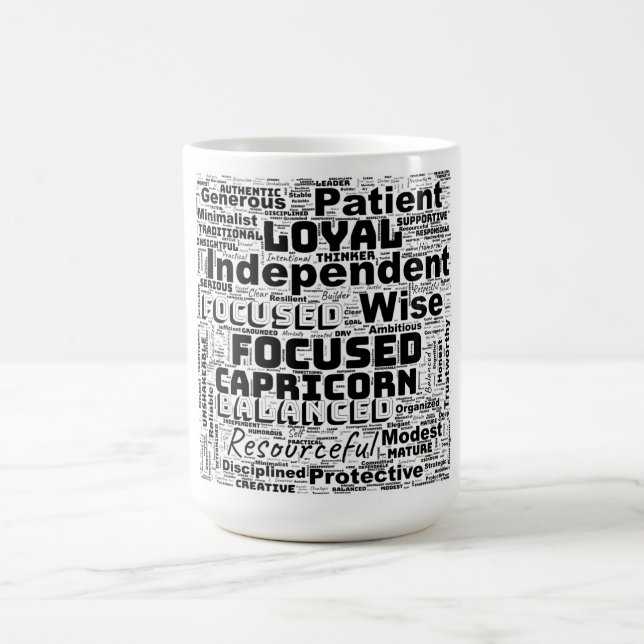 Capricorn Zodiac Word Cloud Inspiration Coffee Mug (Center)