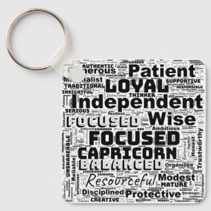 Capricorn Zodiac Word Cloud Inspiration Keychain