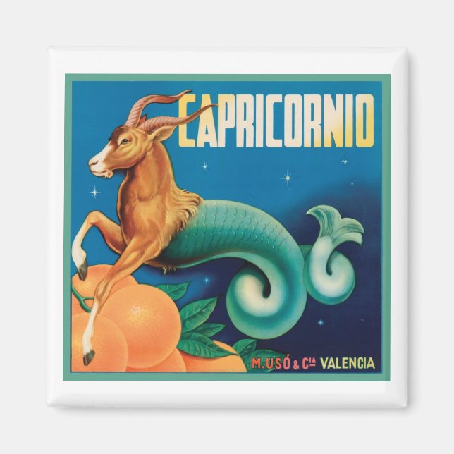 Capricornio Vintage Crate Label Magnet (Front)