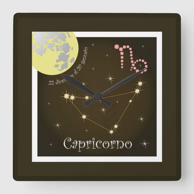 Capricorno 22 dicembre al 20 gennaio Uhr Square Wall Clock (Front)