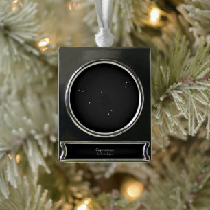 Capricornus Constellation Silver Plated Banner Ornament