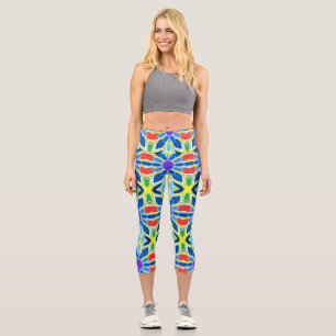 Capris, A colourful trendy fabric pattern design Capri Leggings