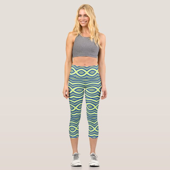 Capris, A multicolor trendy fabric pattern design Capri Leggings (Front)