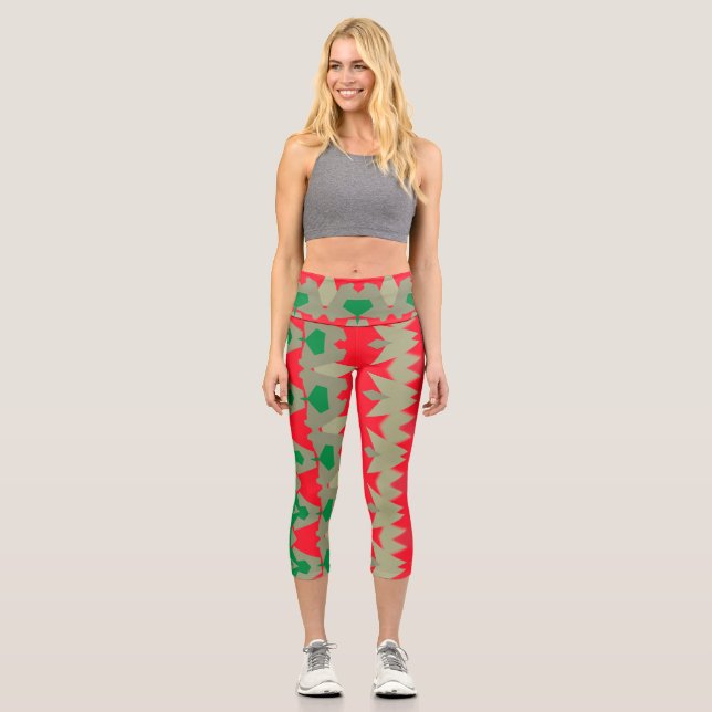 Capris, A multicolor trendy fabric pattern design Capri Leggings (Front)