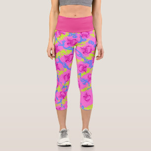 Capris Hot Pink Abstract Squares