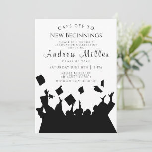 Caps off Graduation Party invitation