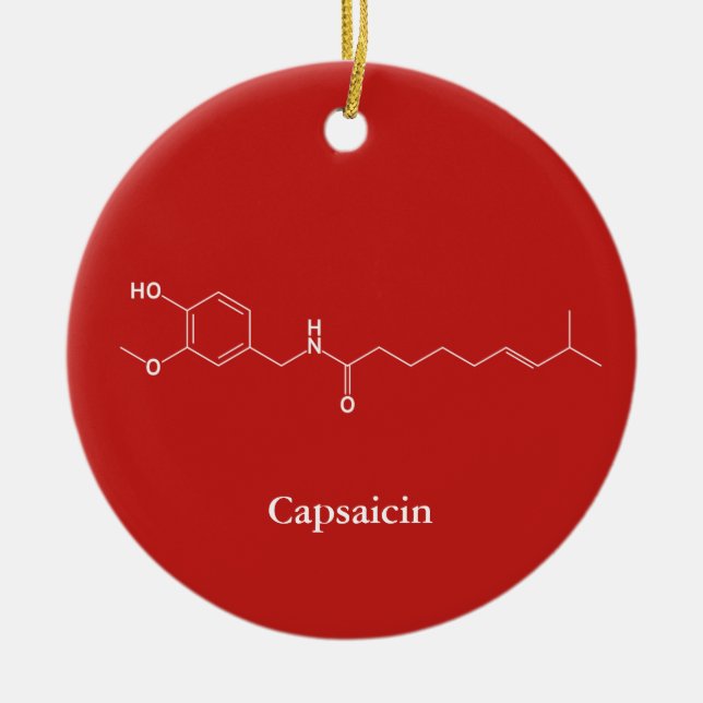 Capsaicin Molecule Chemistry Cute Chilli Lovers Ceramic Tree Decoration (Front)