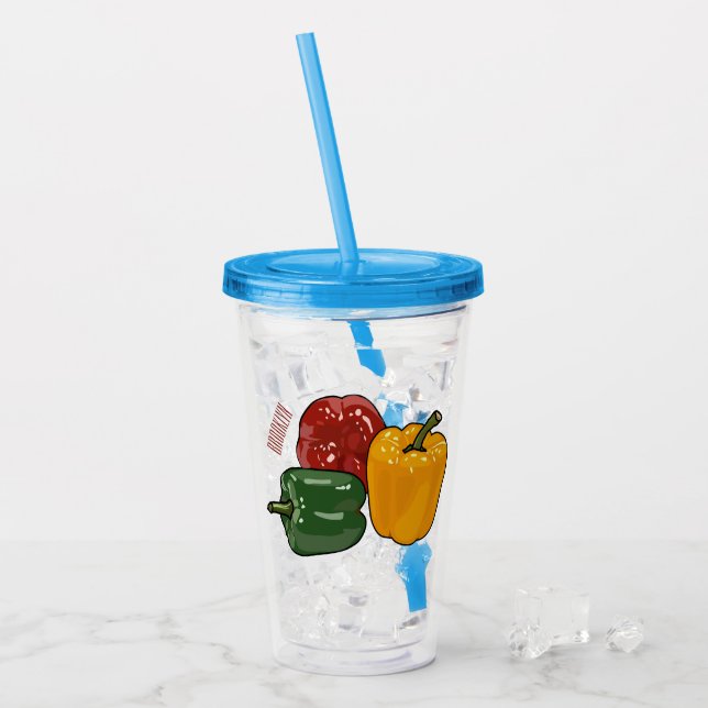 Capsicum cartoon illustration acrylic tumbler (Front Ice)