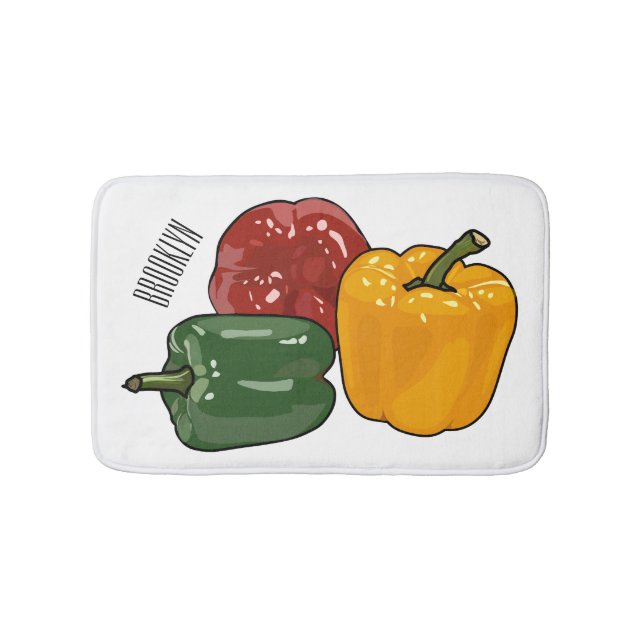 Capsicum cartoon illustration bath mat (Front)