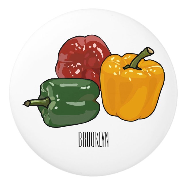 Capsicum cartoon illustration ceramic knob (Front)