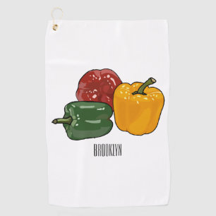 Capsicum cartoon illustration golf towel