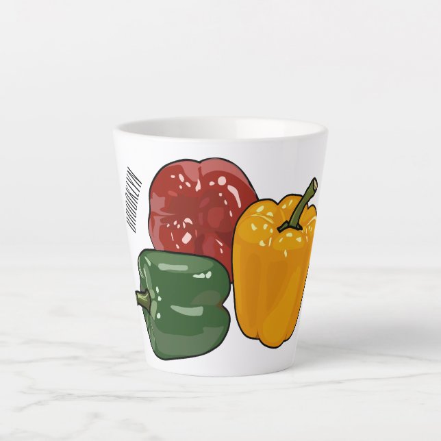 Capsicum cartoon illustration latte mug (Front)