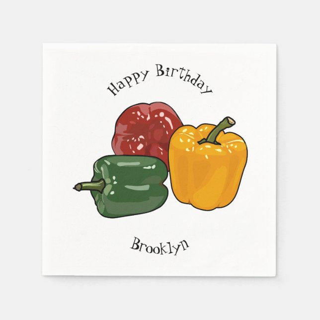 Capsicum cartoon illustration napkin (Front)