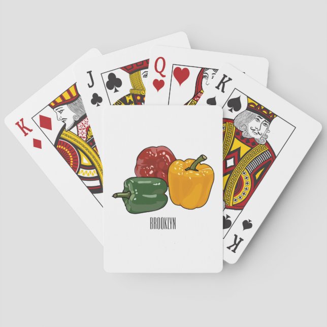 Capsicum cartoon illustration playing cards (Back)