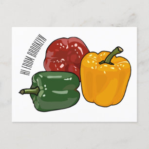 Capsicum cartoon illustration postcard