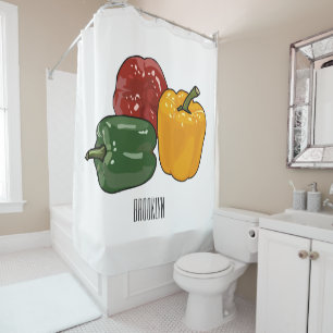Capsicum cartoon illustration shower curtain