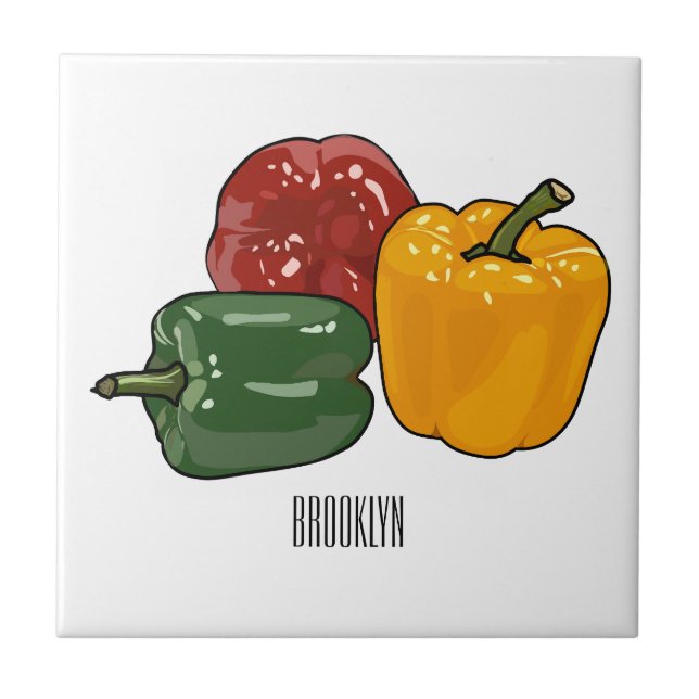 Capsicum cartoon illustration tile (Front)