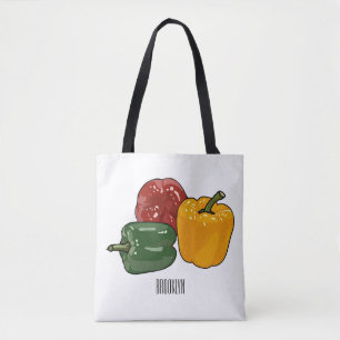 Capsicum cartoon illustration tote bag