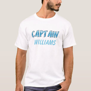Captain Add Name Ocean Water Sea Blue Typography T-Shirt