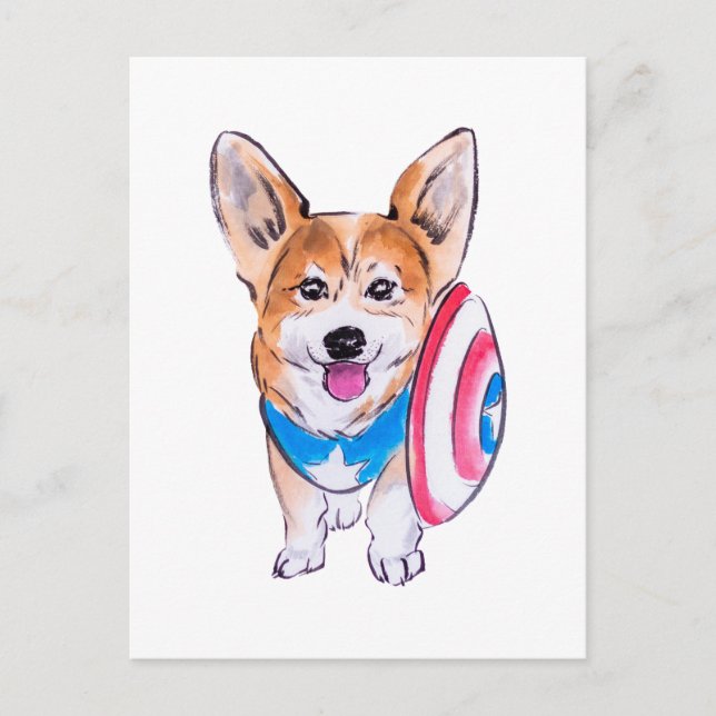 Captain Americorgi Postcard (Front)