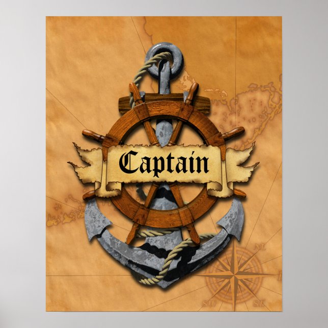 Captain Anchor And Wheel Poster (Front)