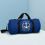 Captain Anchor Boat Name Gold Laurel Navy Gym Duffle Bag<br><div class="desc">A custom designed nautical boat anchor,  gold style laurel leaves and a gold star with Captain rank or other title and your personalised name or boat name on a stylish gym or travel duffel bag in navy blue. 2 sizes to choose from. Makes a great gift.</div>