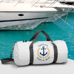 Captain Anchor Boat Name Gold Laurel Star Gym<br><div class="desc">A custom designed nautical boat anchor, gold style laurel leaves and a gold star with Captain rank or other title and your personalised name or boat name on a stylish gym or travel duffle bag. This design is in classic navy blue, and gold colours on white or edit the design...</div>