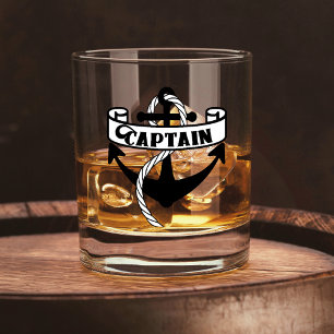 Captain Anchor Sailing Rope Nautical Whiskey Glass