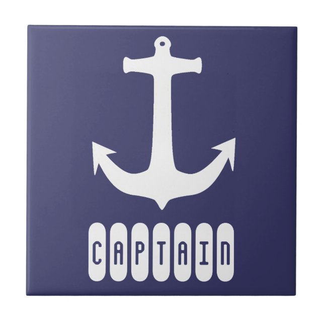 Captain Anchor Sea Ocean Sailing Tile (Front)