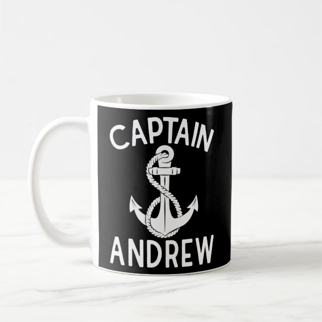 Captain Andrew Boating Boat Yacht Ship Anchor  Coffee Mug (Left)