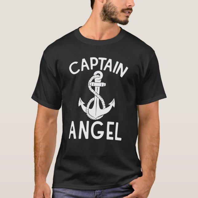 Captain Angel Ship Boating Boat Yacht Anchor T-Shirt (Front)