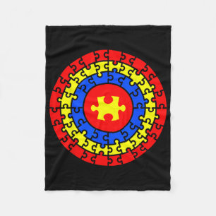 Captain Autism Awareness Superhero Puzzle Piece Fleece Blanket