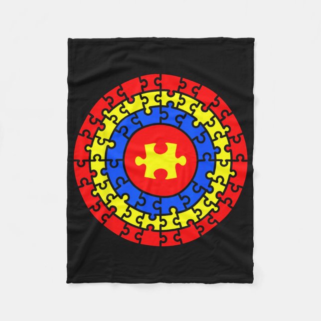 Captain Autism Awareness Superhero Puzzle Piece  Fleece Blanket (Front)