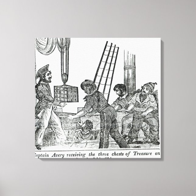 Captain Avery receiving three chests of Treasure Canvas Print (Front)