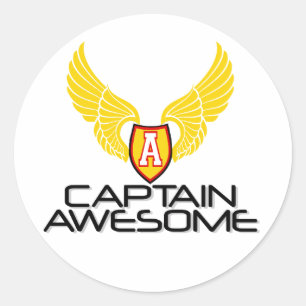 Captain Awesome Classic Round Sticker