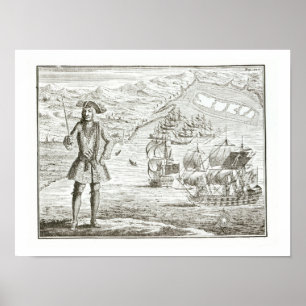 Captain Bartholomew Roberts (1682-1722) with two s Poster