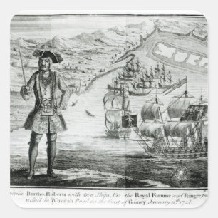 Captain Bartholomew Roberts  with two ships Square Sticker