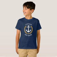 Captain Boat Name Anchor Gold Laurel Navy Blue