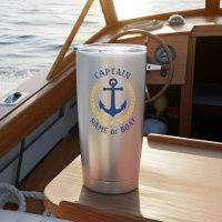 Captain Boat Name Anchor Gold Laurel Star Navy