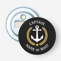 Captain Boat Name Anchor Gold Style Laurel Black