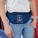 Captain Boat Name Nautical Anchor Gold Laurel Star Bum Bags<br><div class="desc">A personalised, nautical themed waist pouch fanny pack or travel bag to keep your personal items safe . This unique design features a nautical boat anchor, gold style laurel leaves and a gold star with your editable Captain rank or other title and Your Personalised Name, Boat Name or other desired...</div>