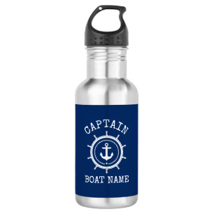 Captain Boat Name Nautical Anchor Rope Helm 532 Ml Water Bottle