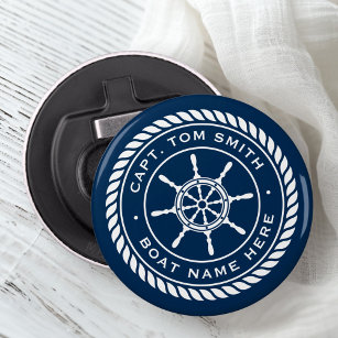 Captain boat name rope frame nautical ship's wheel bottle opener