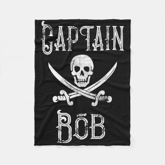 Captain Bob - Vintage Personalised Pirate Boating  Fleece Blanket (Front)