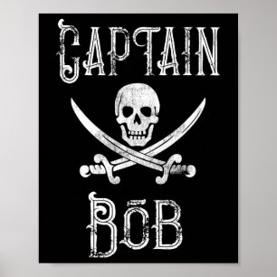 Captain Bob - Vintage Personalised Pirate Boating Poster