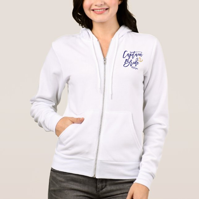 Captain Bride Nautical Bachelorette Party Hoodie (Front)