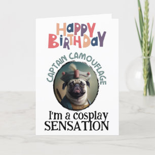Captain Camouflage: Funny Pug in a Costume Thank You Card