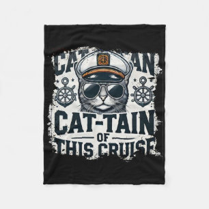 Captain Cat-tain Of Cruise Ship Sea Vacation Kitte Fleece Blanket